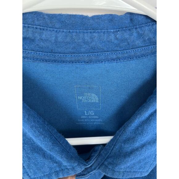 The North Face Men's polo short sleeve pocket cotton blend, blue, size Large - Picture 4 of 8